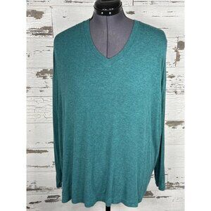 CABI Relax Tee V-Neck Long Sleeve Heathered Teal Green Sz L #3229 EUC